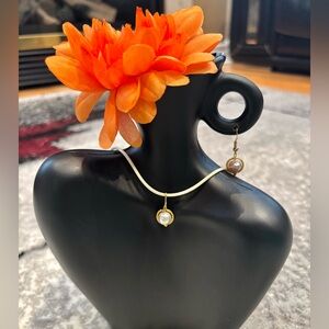 Pearl Pendant and Earrings Set